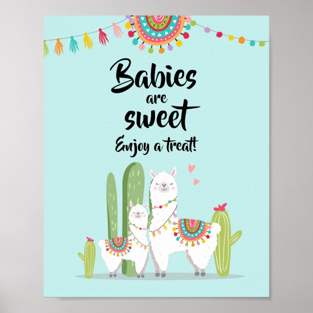 Babies are Sweet Fiesta Llama Baby Shower Sign (Front)