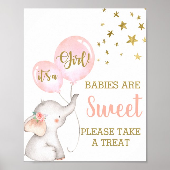 Babies are sweet Pink Elephant sign (Front)
