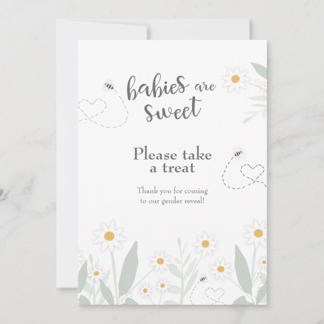 Babies are Sweet Please Take a Treat Favour Sign Invitation (Front)
