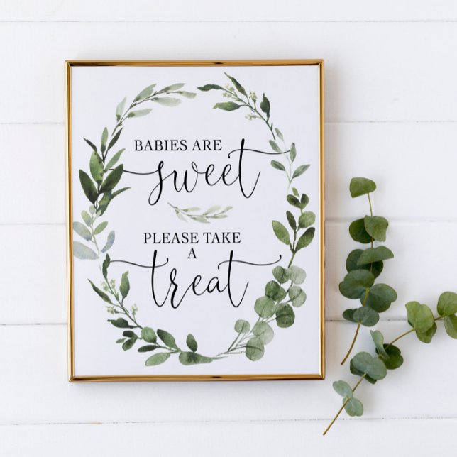 Babies are sweet please take a treat greenery sign (Creator Uploaded)