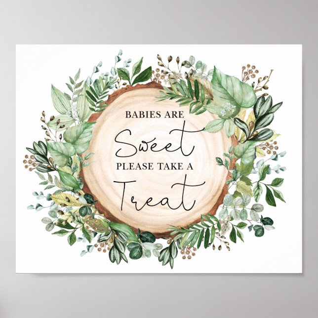 Babies are Sweet Rustic Greenery Baby Shower Favou Poster (Front)