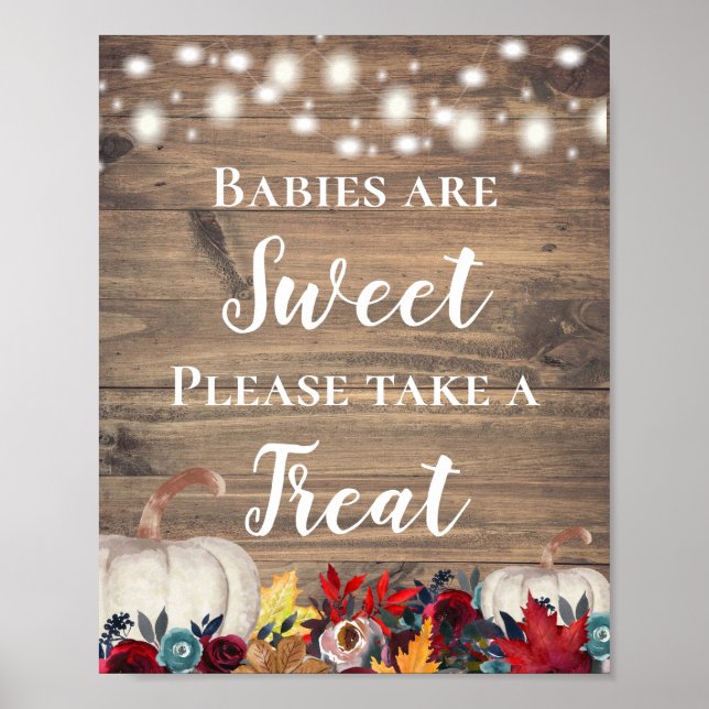 Babies Are Sweet Rustic Pumpkin Thanksgiving Favor Poster (Front)