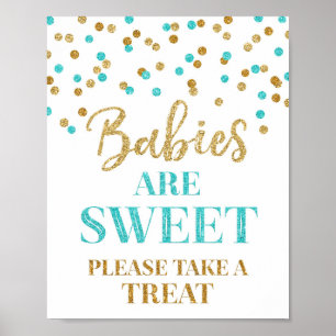 Babies are Sweet Sign Gold Blue Confetti