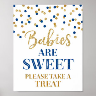 Babies are Sweet Sign Gold Dark Blue Confetti