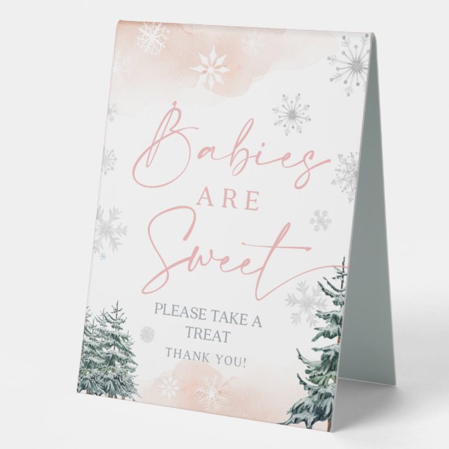 Babies Are Sweet sign, Winter Pink baby shower  (Front)