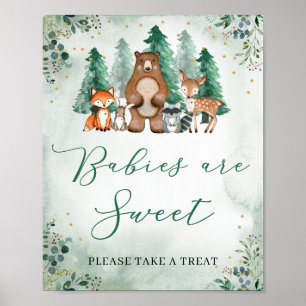 Babies are sweet sign woodland forest animals