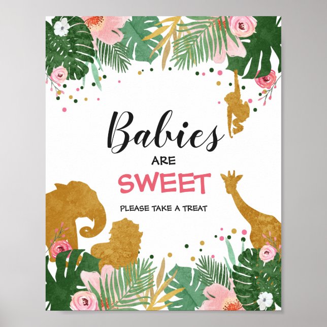 Babies are sweet Sign Zoo Jungle Favours Treat (Front)