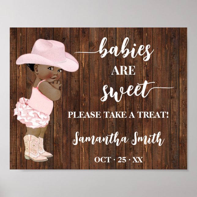 Babies are Sweet take a treat AA Cowgirl Shower Poster (Front)