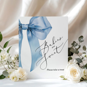 Babies are sweet take a treat blue Bow baby shower Poster