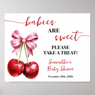 Babies are Sweet Take a Treat Cherry Baby Shower Poster