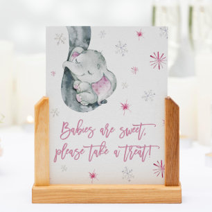 Babies Are Sweet Take A Treat Pink Elephant Favor Poster