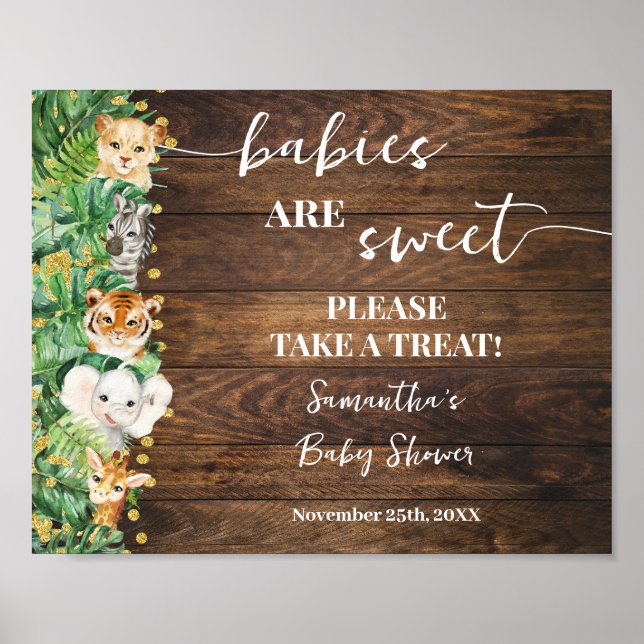 Babies are Sweet Take a Treat Safari Rustic Shower Poster (Front)