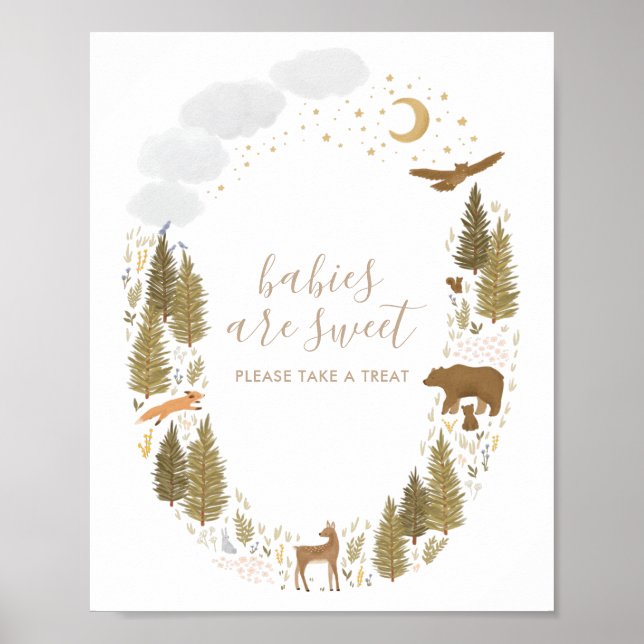 Babies Are Sweet Take a Treat Woodland Baby Shower Poster (Front)