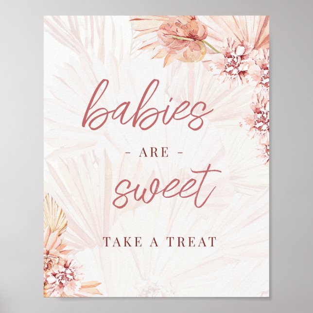 Babies Are Sweet Take Treat Boho Beige Baby Shower Poster (Front)