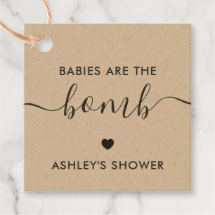 Babies are the Bomb Gift Tag, Kraft Baby Shower Favour Tags