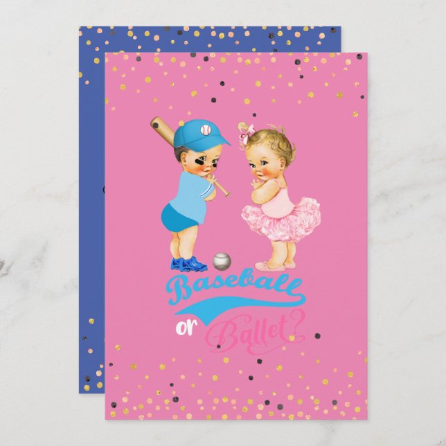 Babies Baseball Or Ballet Gender Reveal Invitation (Front/Back)