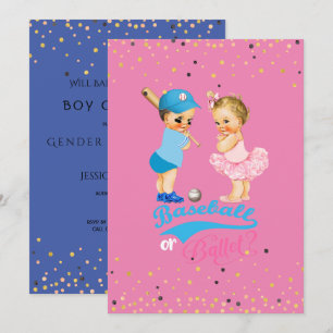 Babies Baseball Or Ballet Gender Reveal Invitation