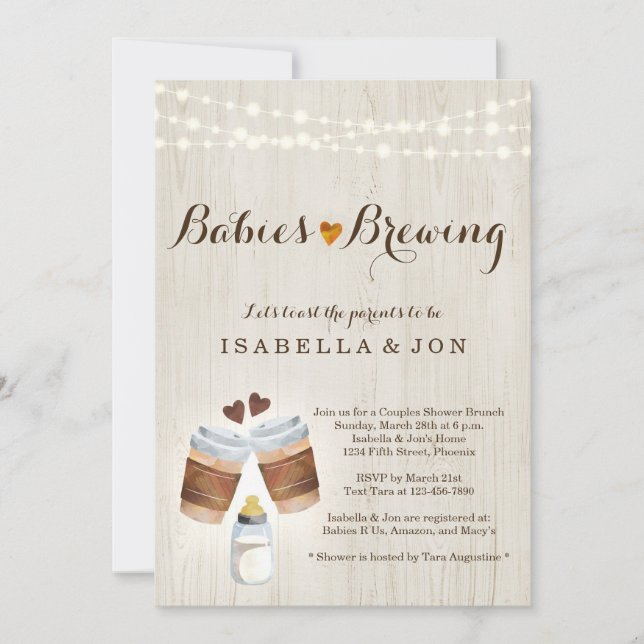 Babies Brewing Coffee Tea Twins Couple Baby Shower Invitation (Front)