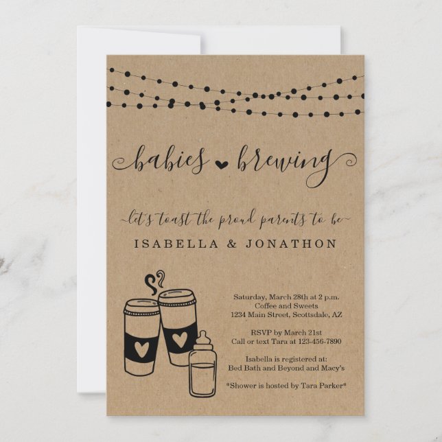 Babies Brewing Couple's Gender Neutral Baby Shower Invitation (Front)