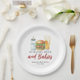 Babies, Burgers and Beer Baby shower  Paper Plate