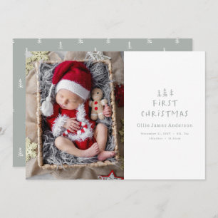 babies first christmas elegant grey tree photo holiday card