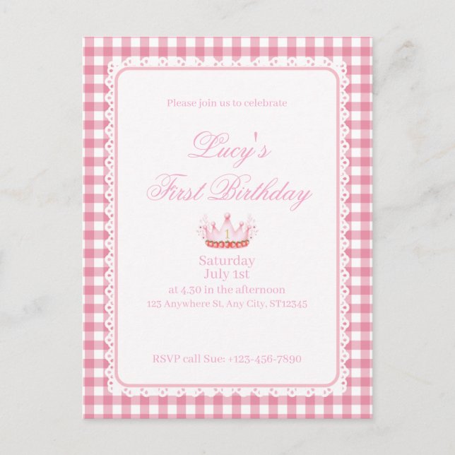 Babies First Coquette Birthday! Postcard (Front)