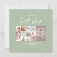 Babies first year photo collage script green 