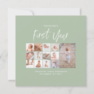 Babies first year photo collage script green 