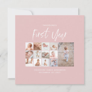 Babies first year photo collage script pink