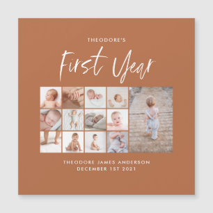 Babies first year photo collage script terracotta
