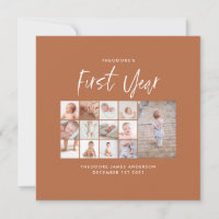 Babies first year photo collage script terracotta