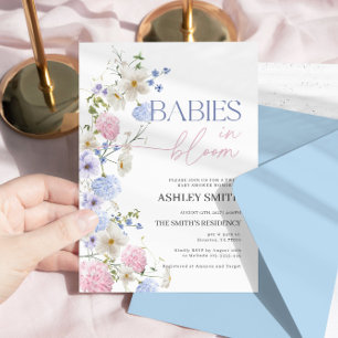 Babies in Bloom Invitation   Twin Baby Shower