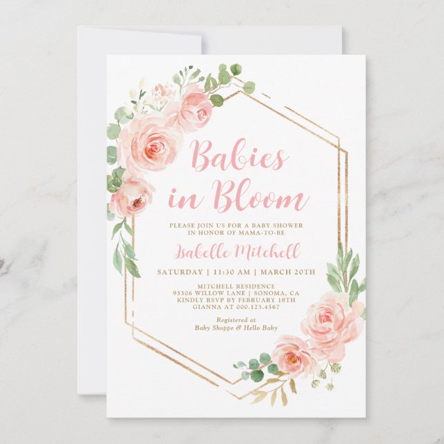 Babies in Bloom Twins Baby Shower Invitation (Front)