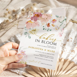 Babies in Bloom Wildflowers Twins Baby Shower Invitation