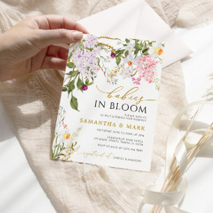 Babies in Bloom Wildflowers Twins Shower Invitation