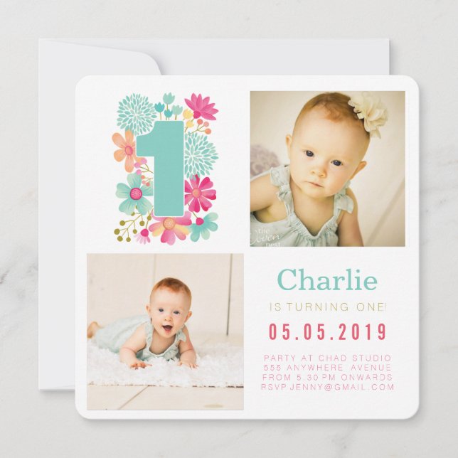 Babies Number 1 1st Birthday Photo Cards (Front)