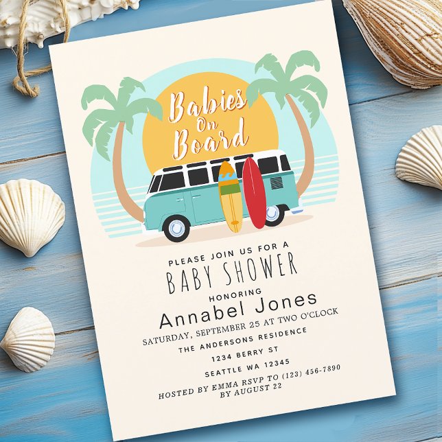 Babies on Board Van Gender-Neutral Baby Shower  Invitation (Creator Uploaded)