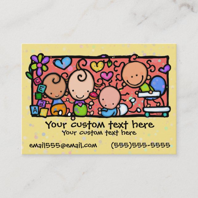 Babies Toddlers Daycare Nursery YELLOW Business Card (Front)
