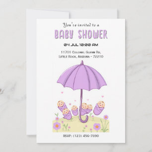 Babies Under the Umbrella - Charming Baby Shower Invitation