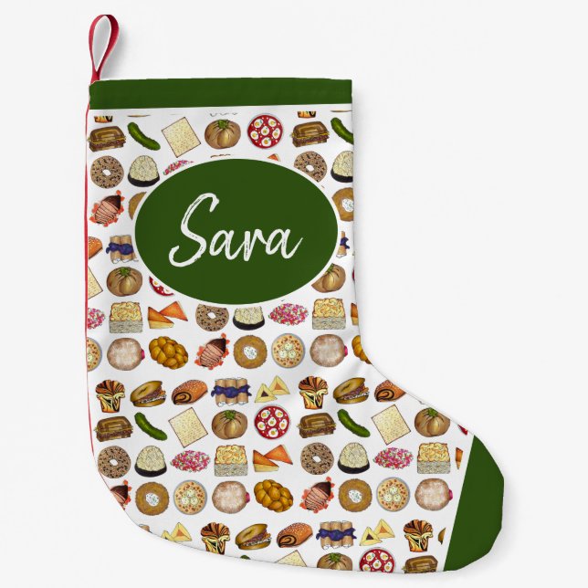 Babka Challah Brisket Jewish Holiday Hanukkah Small Christmas Stocking (Front)