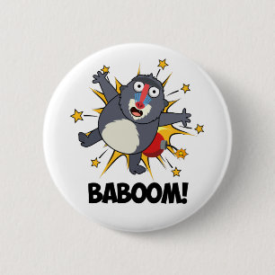 Baboom Funny Exploding Baboon Pun 6 Cm Round Badge