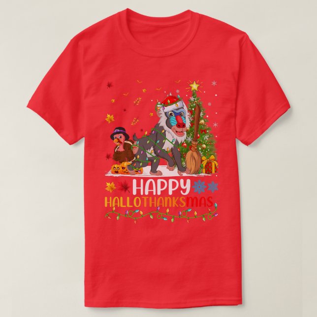 Baboon Animal Lover Funny Happy Baboon HelloThanks T-Shirt (Design Front)