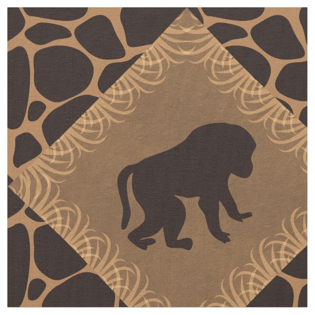 Baboon & Animal Print Diamond Pattern. Fabric (Close Up)