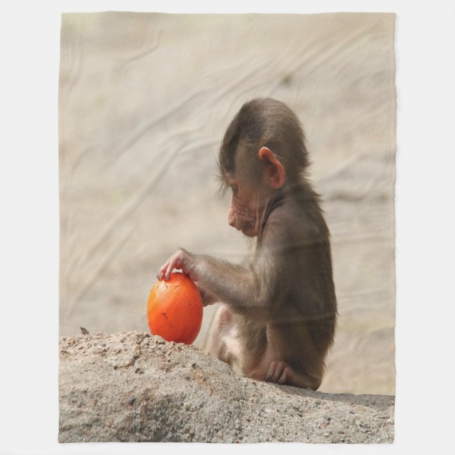 Baboon Baby Fleece Blanket (Front)