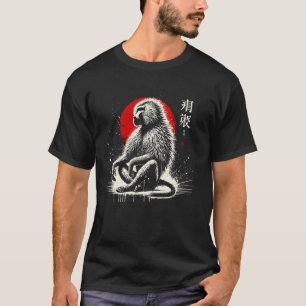 Baboon. Cool Sumi-e Animal Sunset T-Shirt