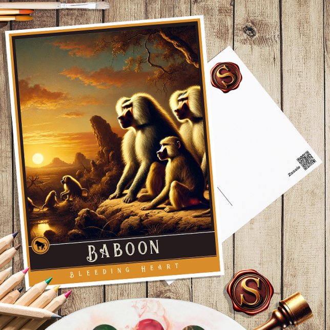 Baboon | Cute Family Vintage Animal Postcard (Creator Uploaded)