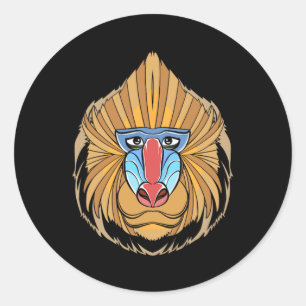 Baboon Face Halloween Scary Baboon Monkey  Classic Round Sticker