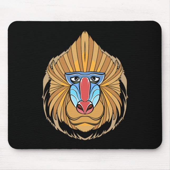 Baboon Face Halloween Scary Baboon Monkey  Mouse Mat (Front)
