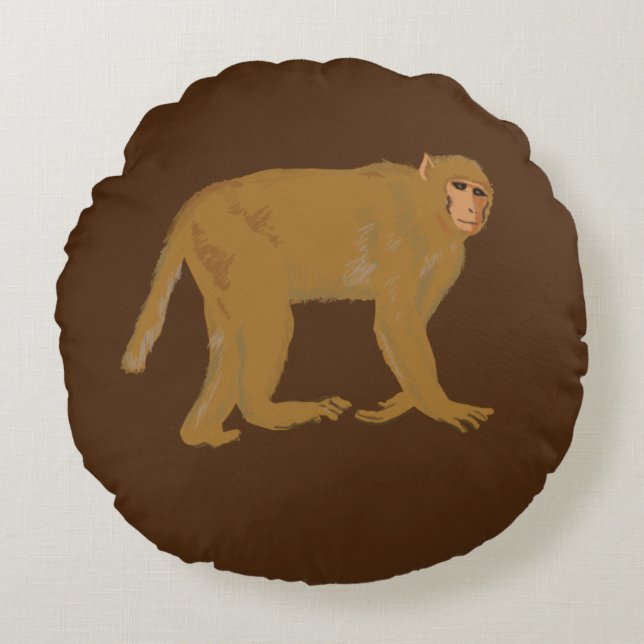  Baboon Monkey Art  Round Cushion (Front)