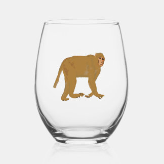 Baboon monkey art stemless wine glass